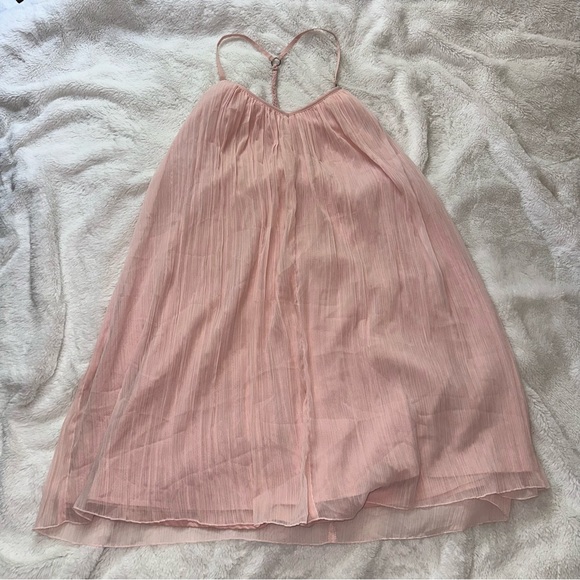 Abercrombie & Fitch Pink Pleated Swing Mini Dress Racerback Cocktail Party Mediu - Picture 2 of 10